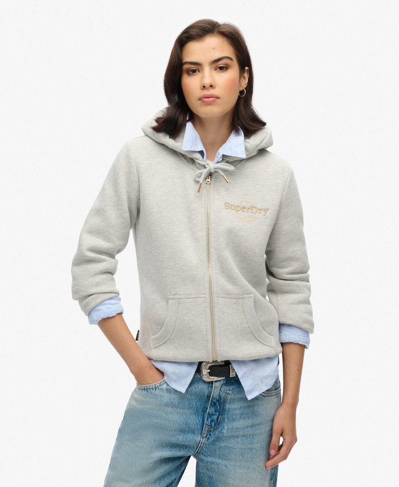 bluza z kapturem i metalicznym logo luxe w kolorze pumeksu beżowo-marlowym