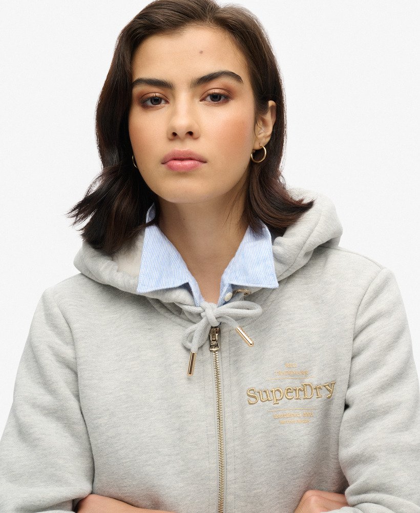 bluza z kapturem i metalicznym logo luxe w kolorze pumeksu beżowo-marlowym