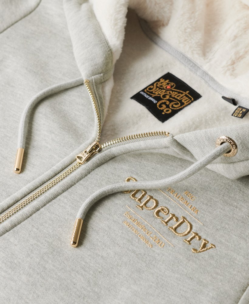 bluza z kapturem i metalicznym logo luxe w kolorze pumeksu beżowo-marlowym