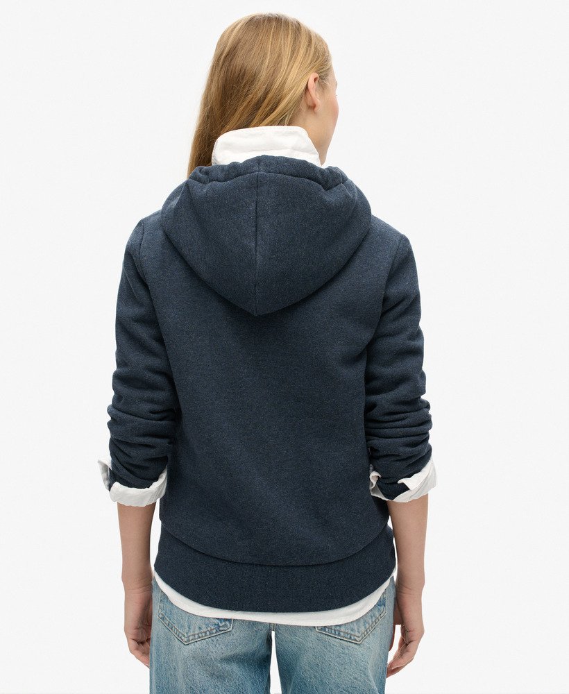 bluza z kapturem i zamkiem błyskawicznym luxe metallic logo w kolorze trenczu navy marl