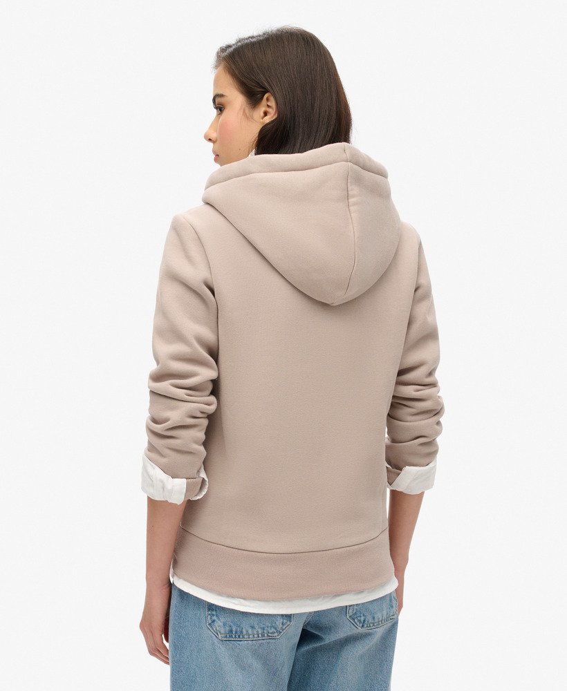 bluza z kapturem i metalicznym logo luxe w kolorze ciepŁej szaroŚci