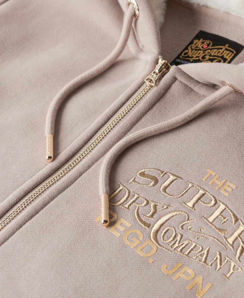 bluza z kapturem i metalicznym logo luxe w kolorze ciepŁej szaroŚci