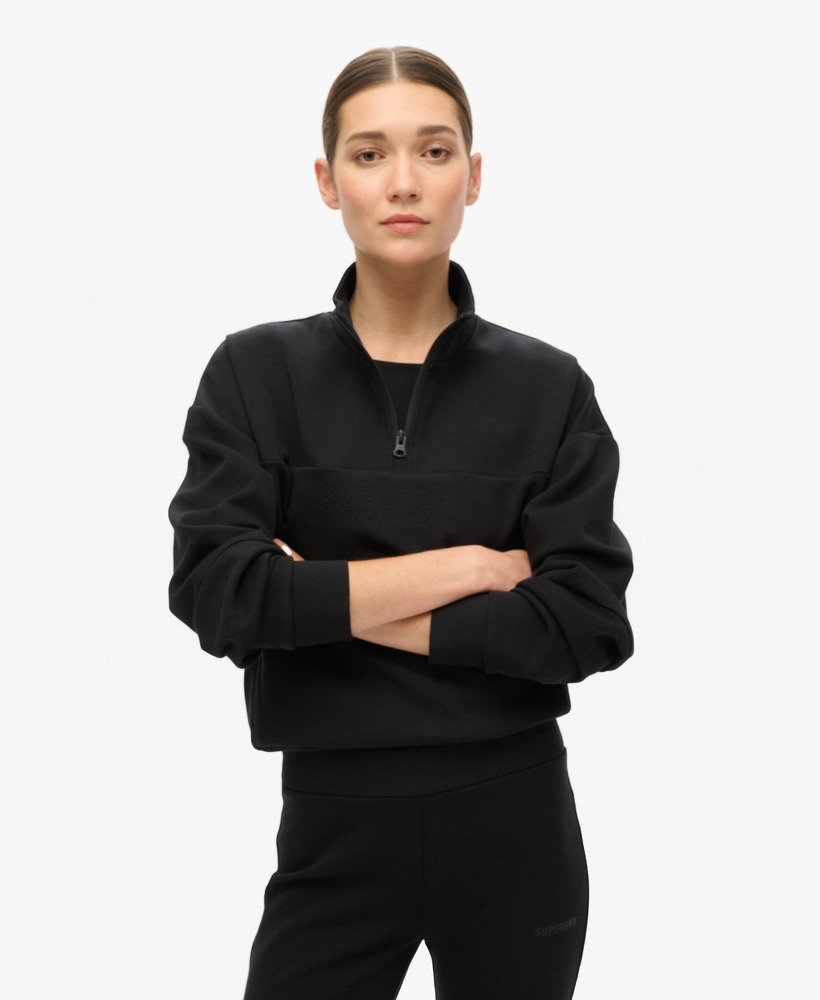 bluza sport tech relaxed half zip w kolorze czarnym