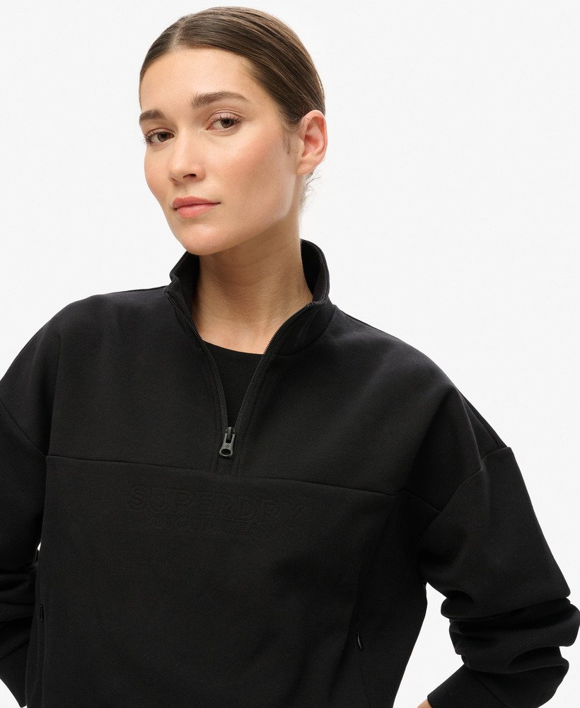 bluza sport tech relaxed half zip w kolorze czarnym