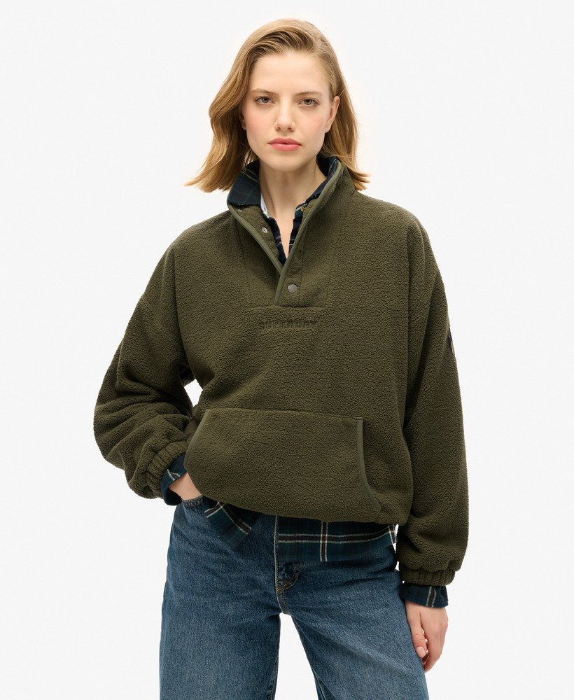 bluza sport tech sherpa henley w kolorze army khaki