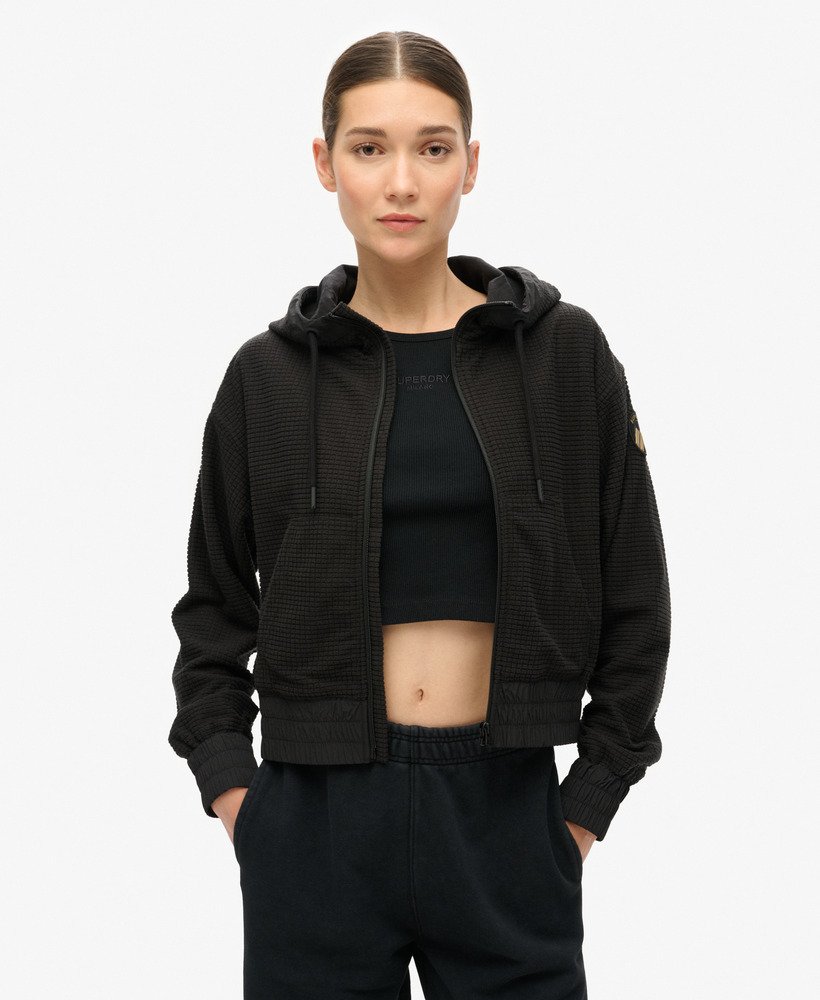 bluza z kapturem sport tech grid fleece ziphood w kolorze czarnym