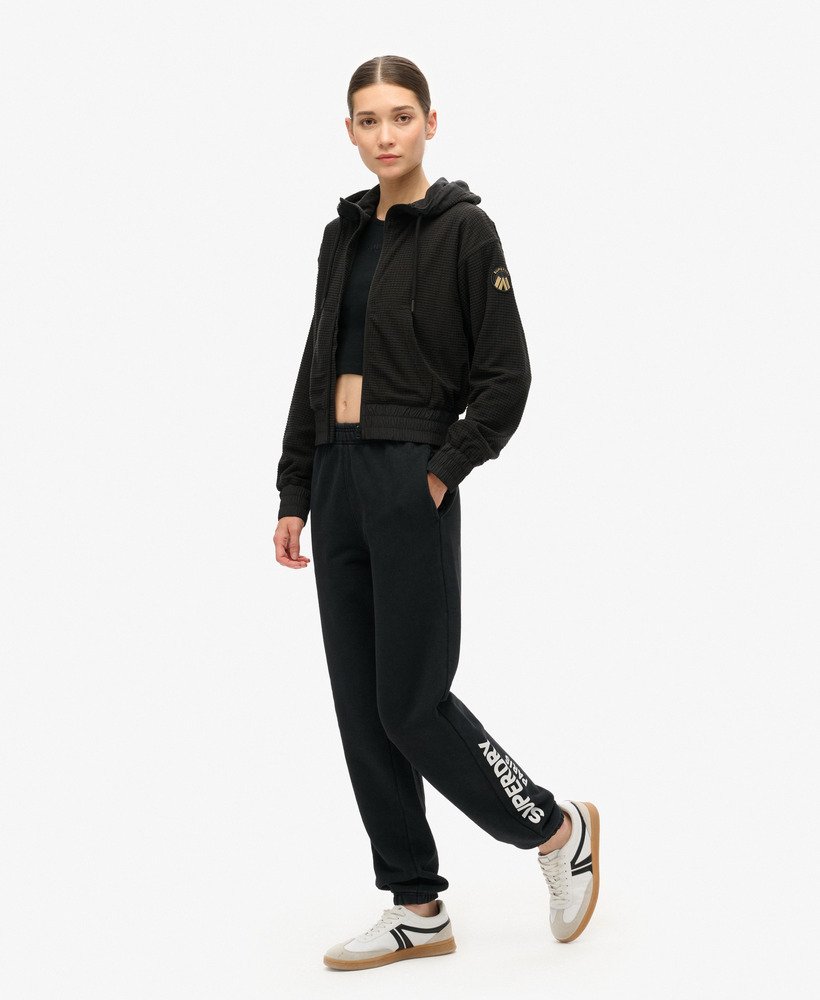 bluza z kapturem sport tech grid fleece ziphood w kolorze czarnym
