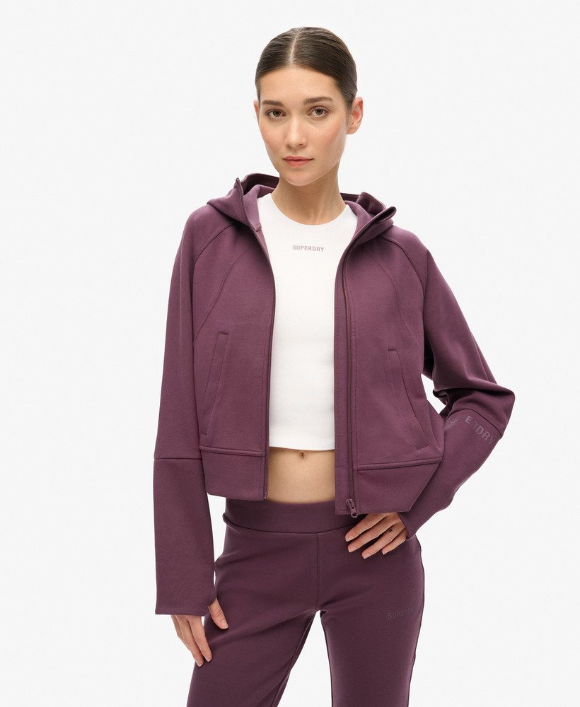 bluza z kapturem sport tech relaxed zip w kolorze dymnego bakłażana