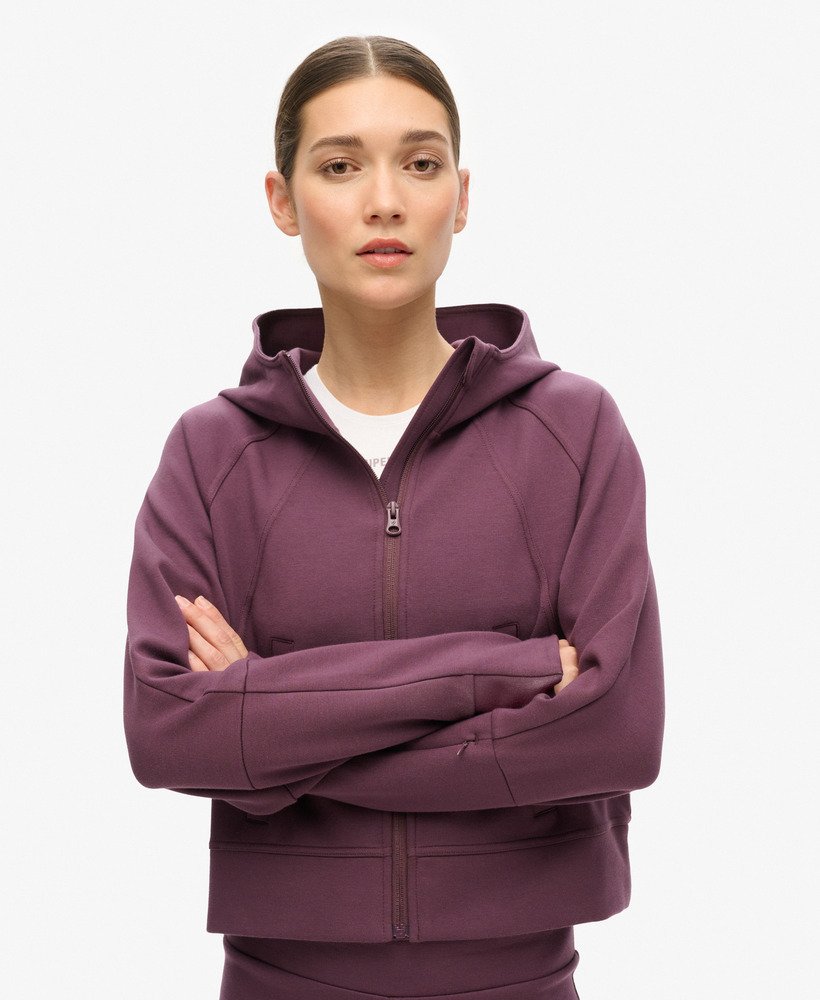 bluza z kapturem sport tech relaxed zip w kolorze dymnego bakłażana