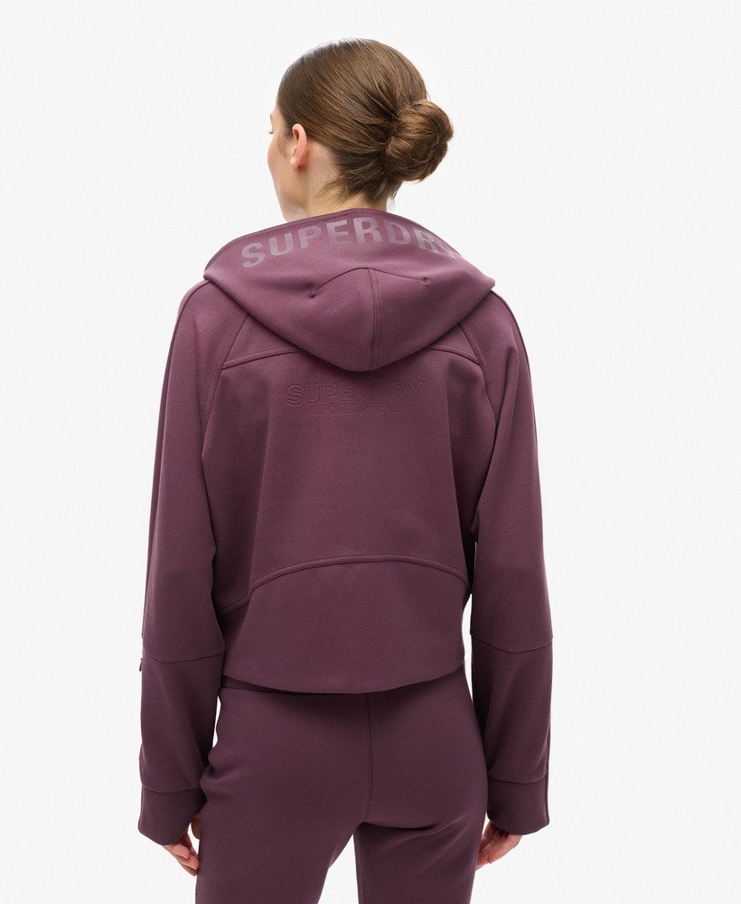 bluza z kapturem sport tech relaxed zip w kolorze dymnego bakłażana