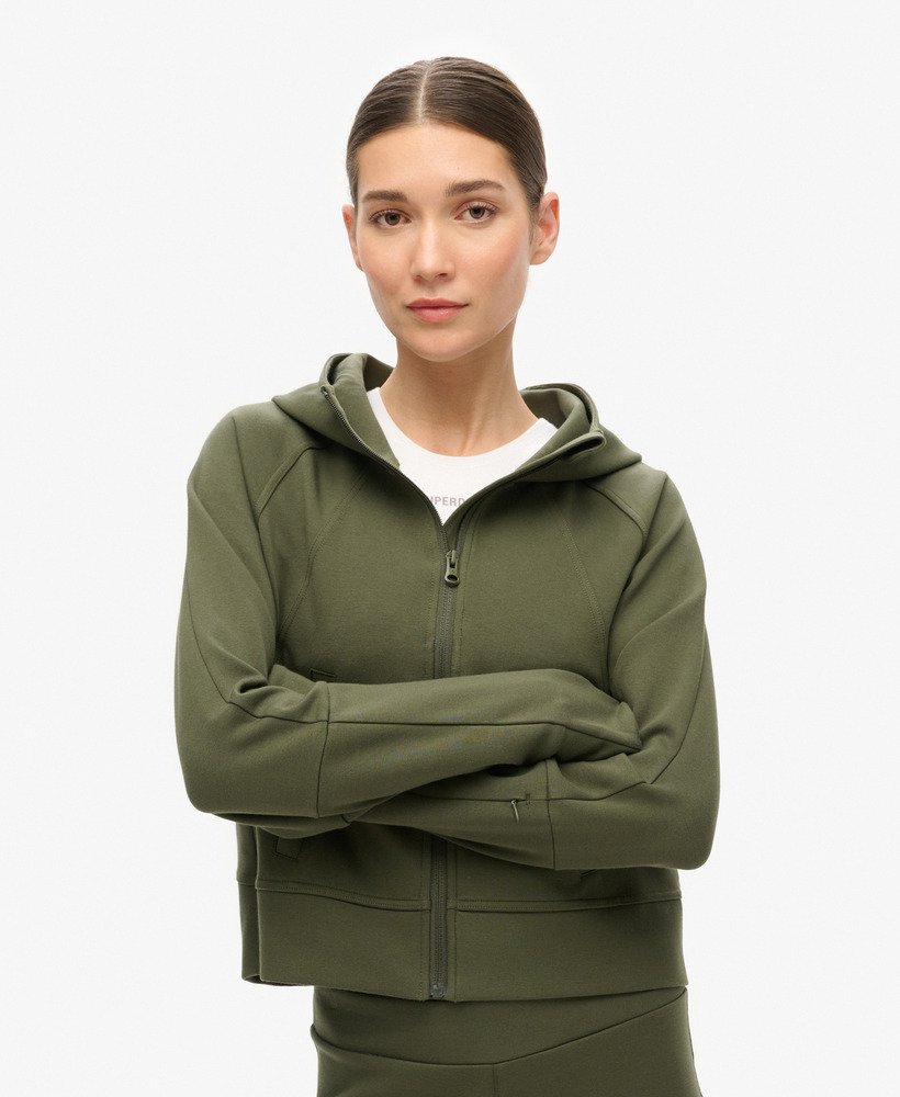 bluza z kapturem sport tech relaxed zip w kolorze army khaki