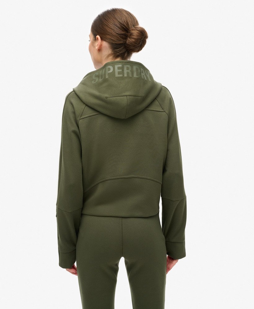 bluza z kapturem sport tech relaxed zip w kolorze army khaki