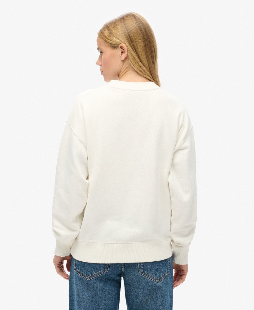 luźny sweter roboczy z haftem w kolorze off white