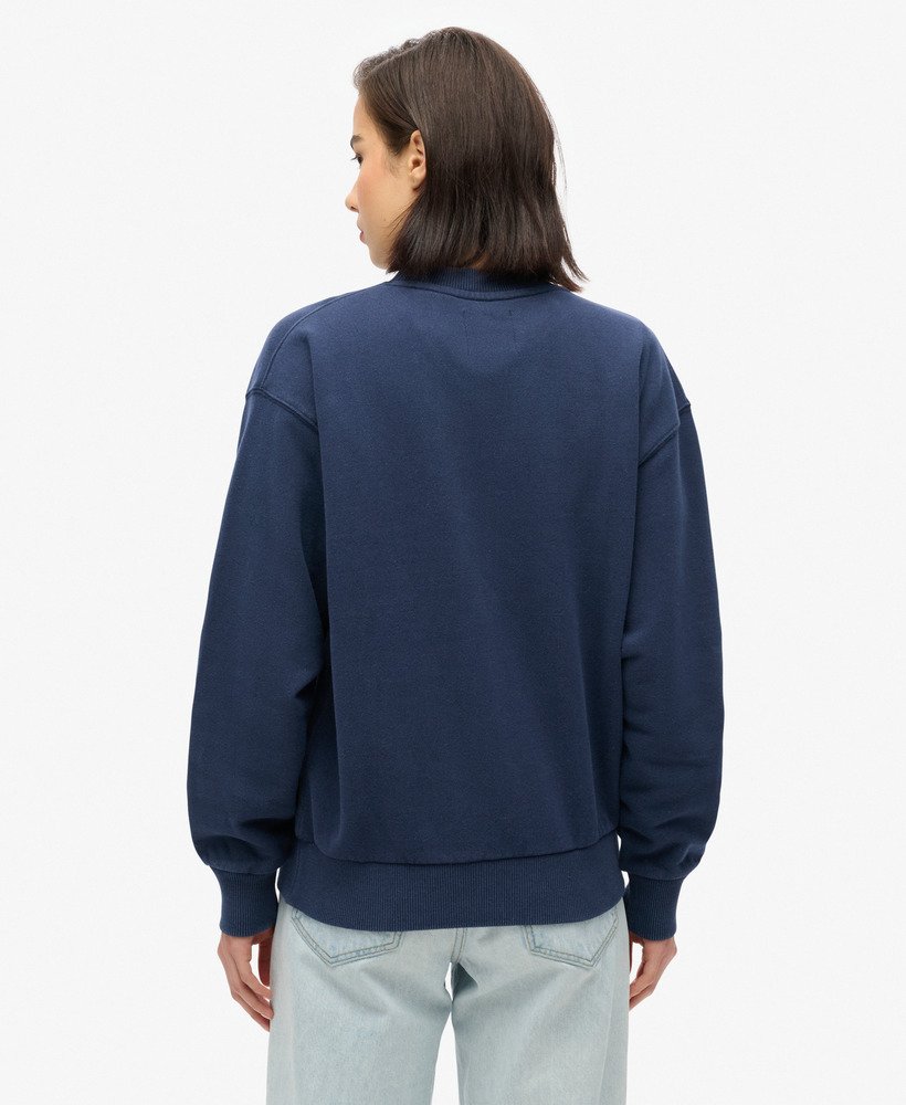 bluza college script loose w kolorze głębokiego indygo granatu i melanżu