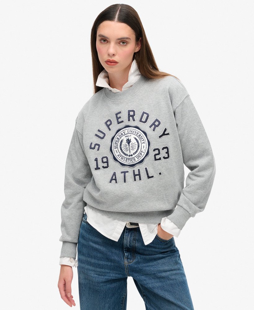 bluza college script loose w kolorze popielatego szarego melanżu
