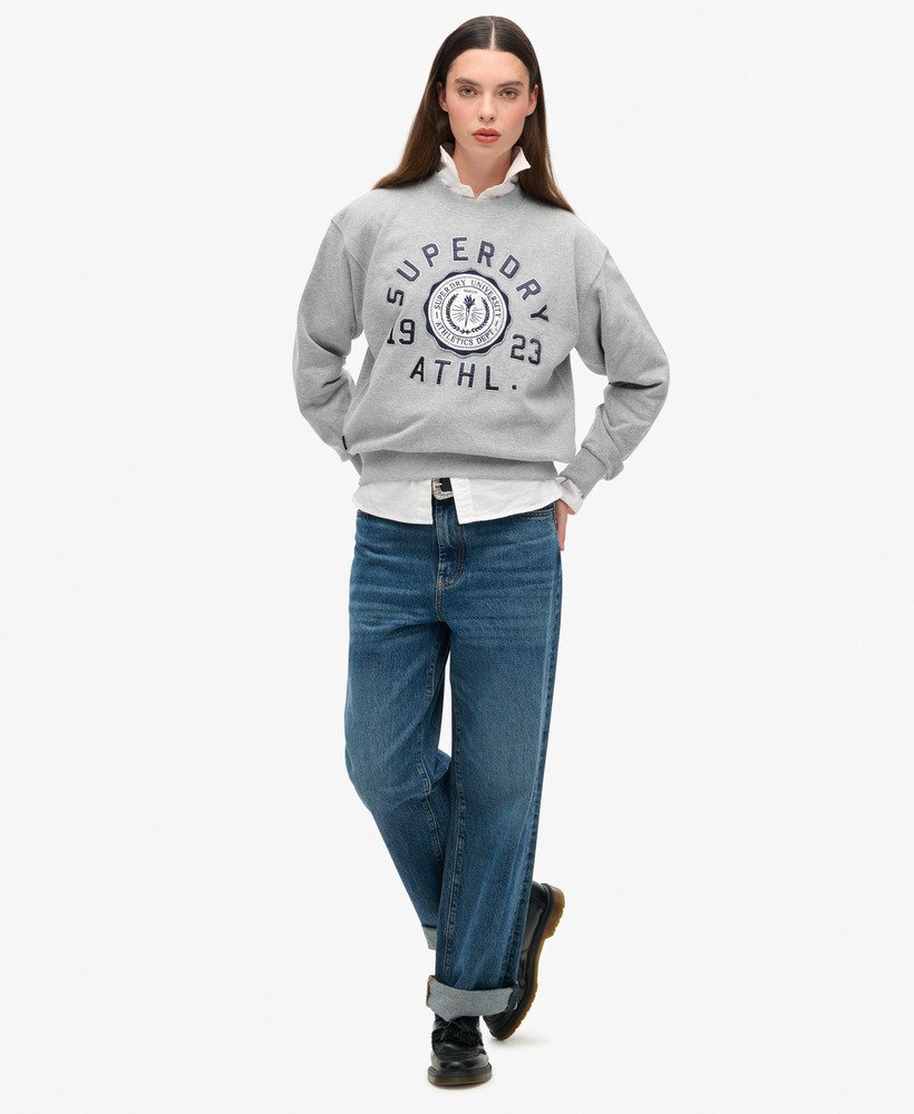 bluza college script loose w kolorze popielatego szarego melanżu