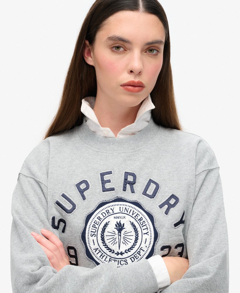 bluza college script loose w kolorze popielatego szarego melanżu