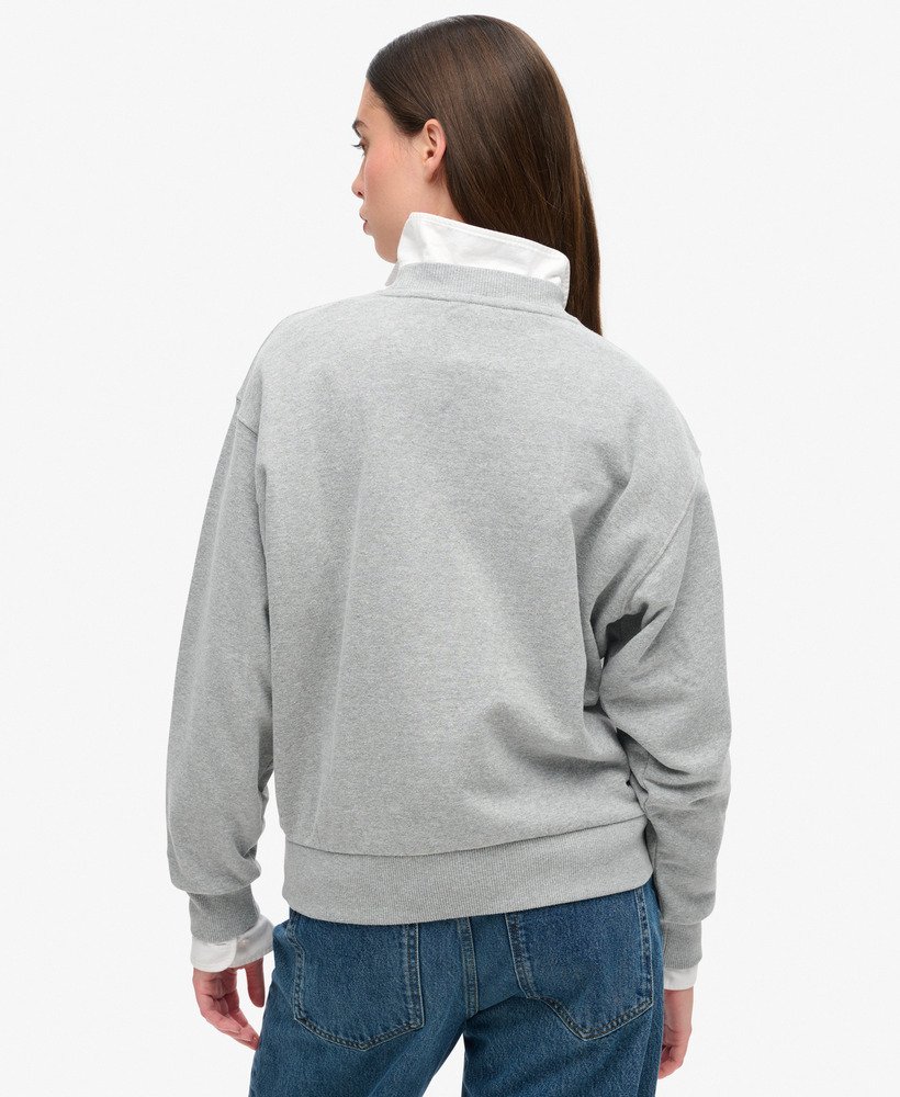 bluza college script loose w kolorze popielatego szarego melanżu