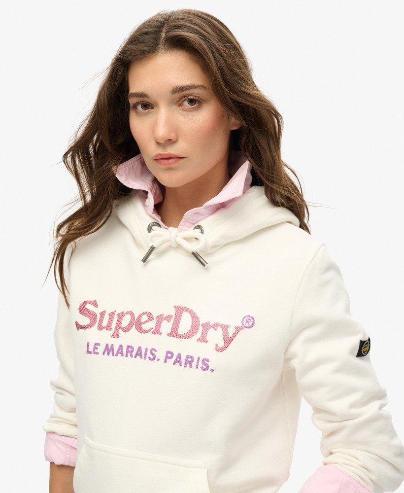 bluza z kapturem metallic venue w kolorze ecru