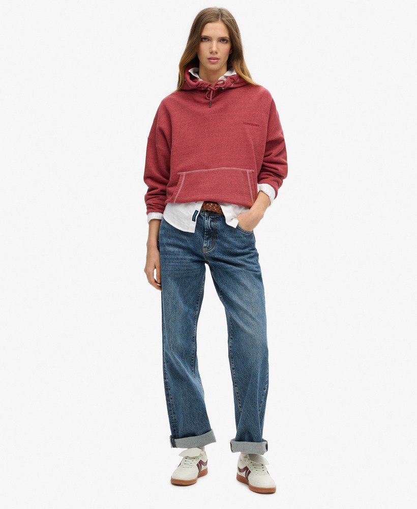 bluza z kapturem essential logo overdyed w kolorze rich port