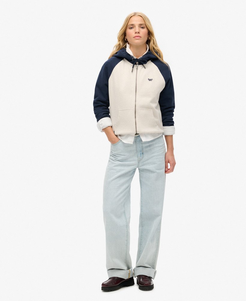 bluza z kapturem essential baseball zip w kolorze rich navylight oat marl