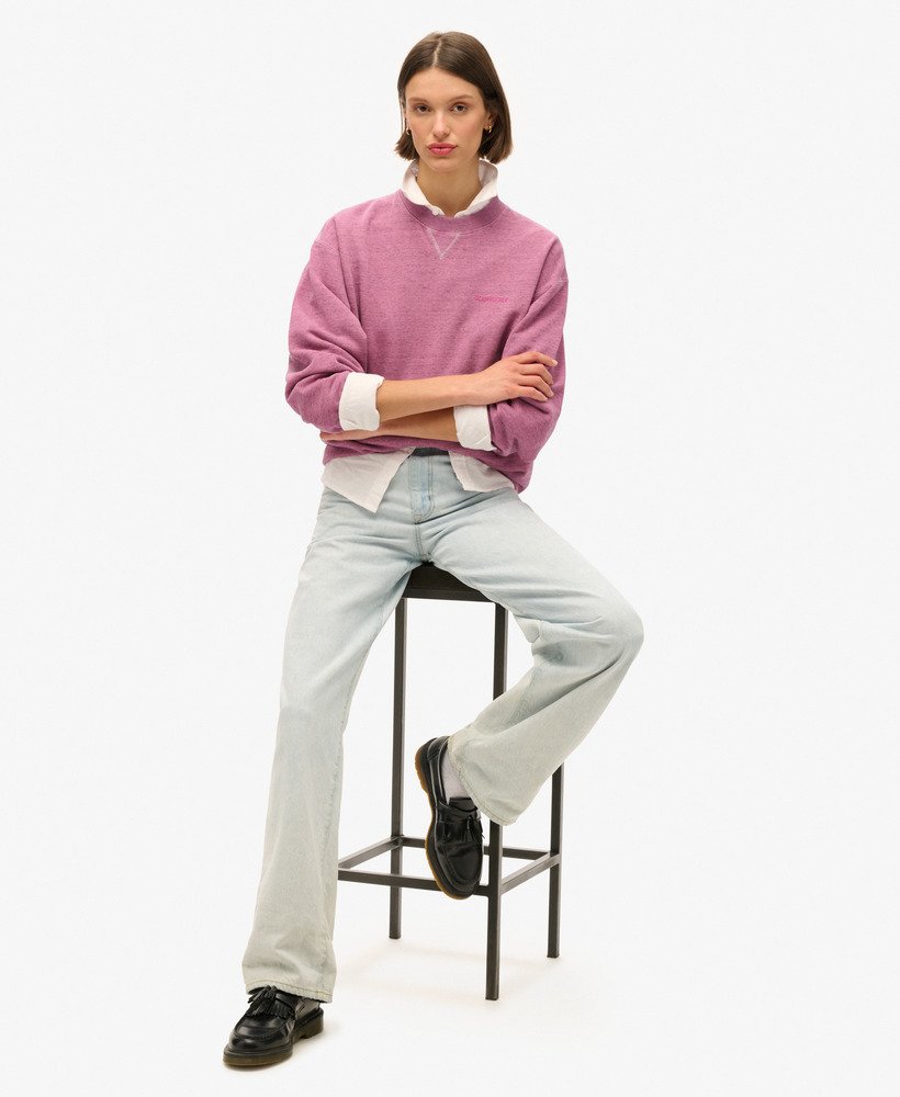 bluza essential logo overdyed w kolorze szokujĄco rÓŻowym