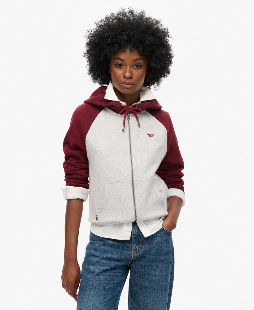 bluza z kapturem essential baseball zip w kolorze bordowymszarym lodowcowym mrl