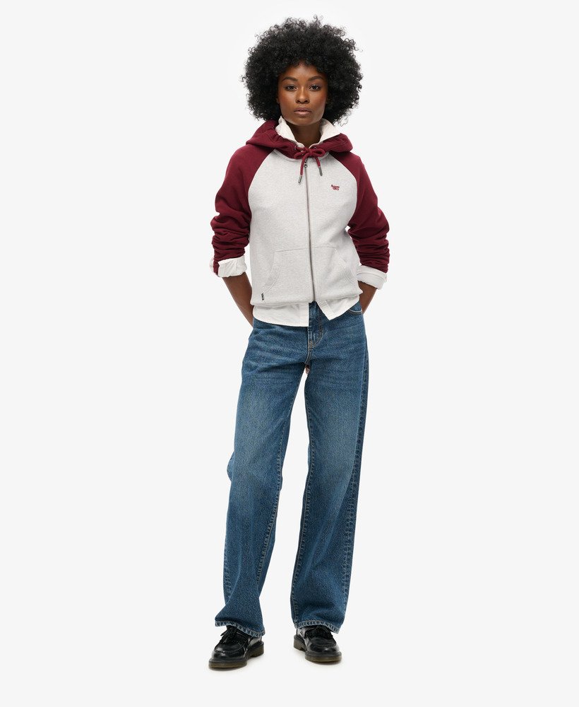 bluza z kapturem essential baseball zip w kolorze bordowymszarym lodowcowym mrl
