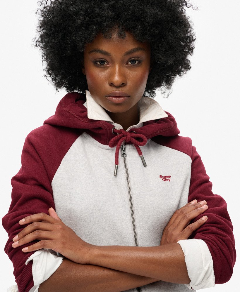bluza z kapturem essential baseball zip w kolorze bordowymszarym lodowcowym mrl