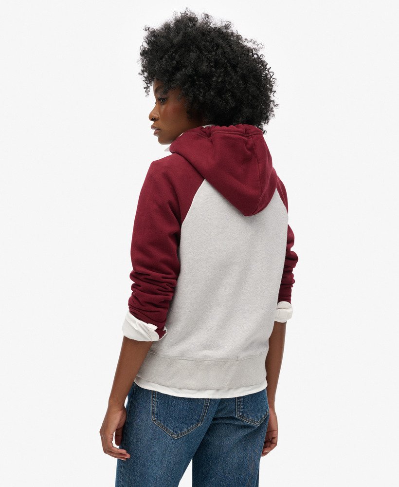 bluza z kapturem essential baseball zip w kolorze bordowymszarym lodowcowym mrl