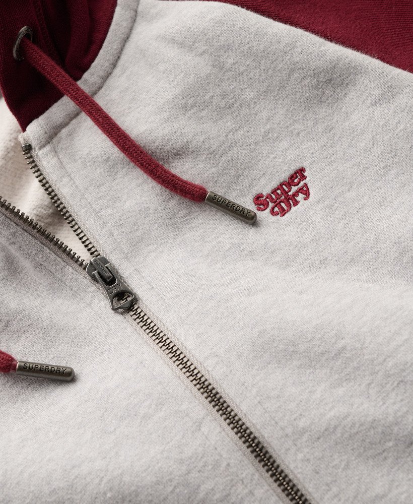 bluza z kapturem essential baseball zip w kolorze bordowymszarym lodowcowym mrl