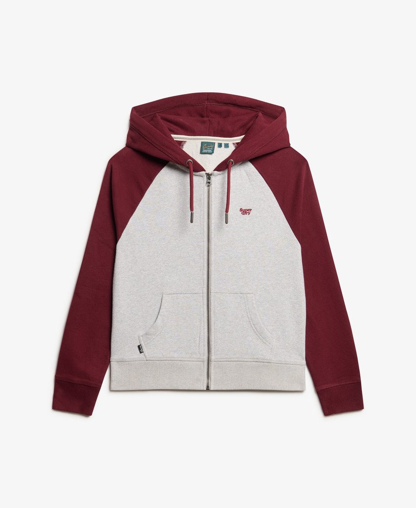bluza z kapturem essential baseball zip w kolorze bordowymszarym lodowcowym mrl