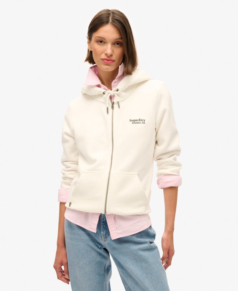 bluza z kapturem essential logo zapinana na zamek w kolorze off white