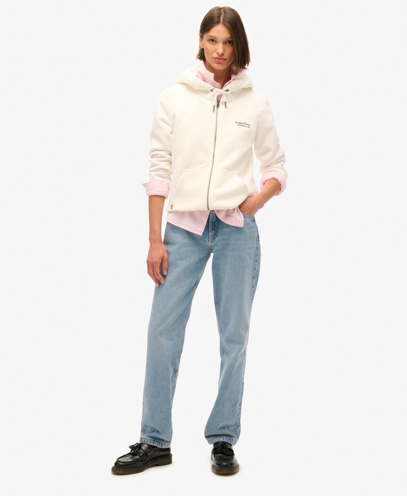 bluza z kapturem essential logo zapinana na zamek w kolorze off white