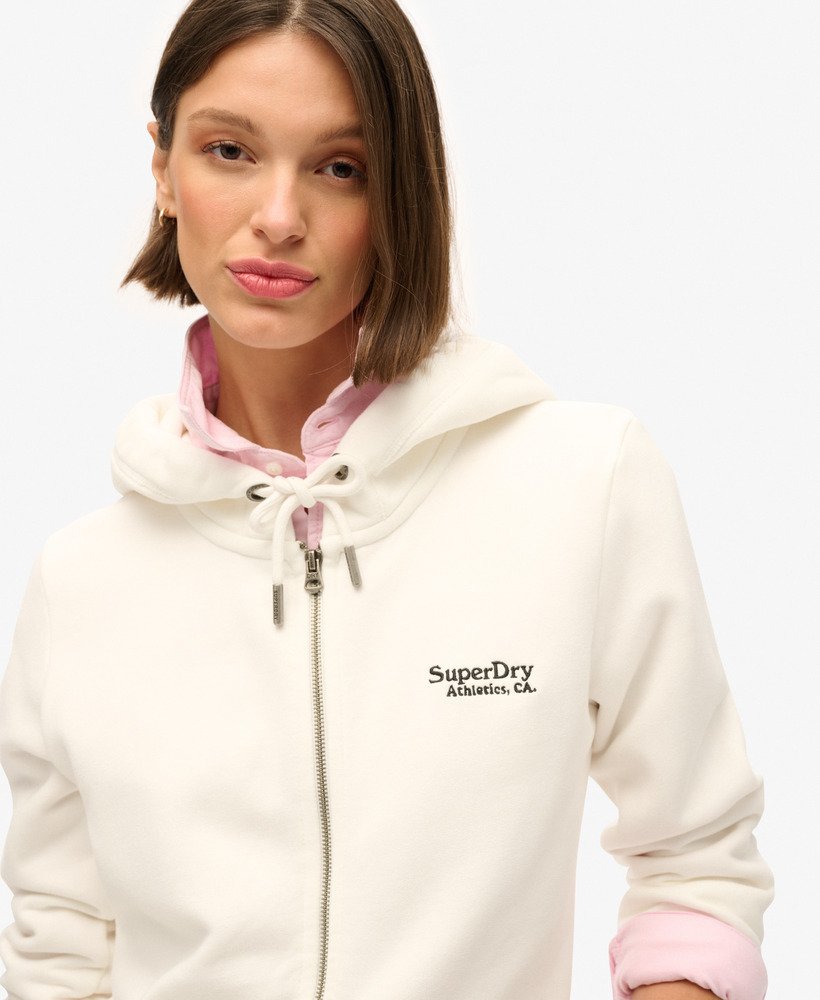 bluza z kapturem essential logo zapinana na zamek w kolorze off white