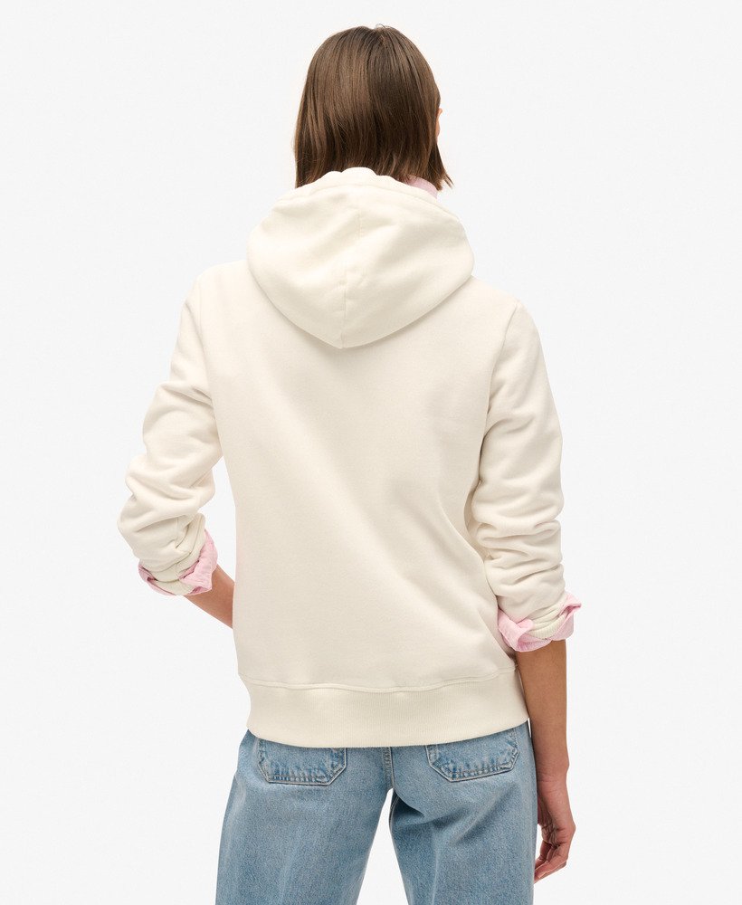 bluza z kapturem essential logo zapinana na zamek w kolorze off white