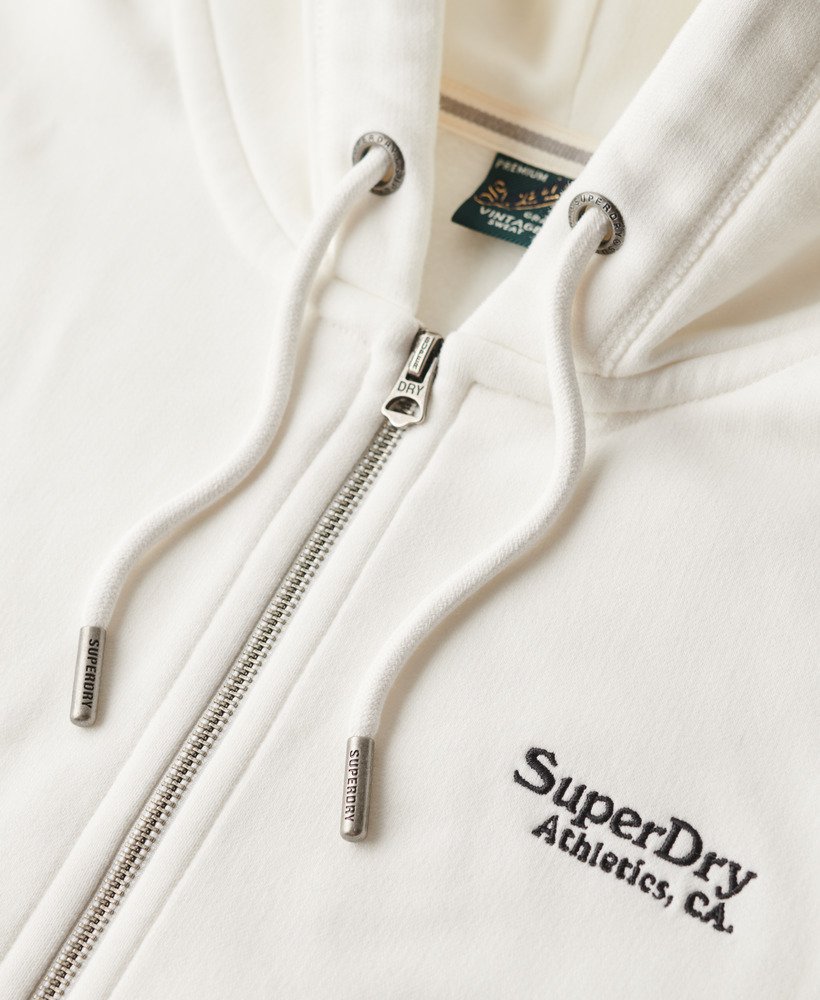 bluza z kapturem essential logo zapinana na zamek w kolorze off white