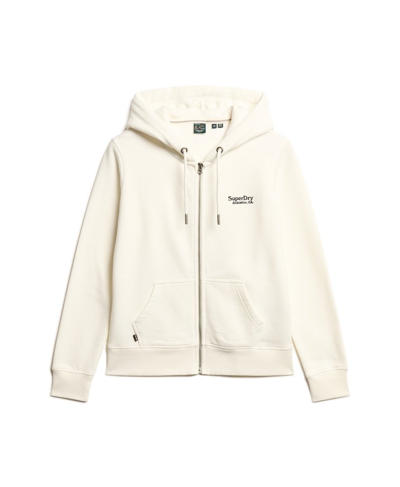 bluza z kapturem essential logo zapinana na zamek w kolorze off white