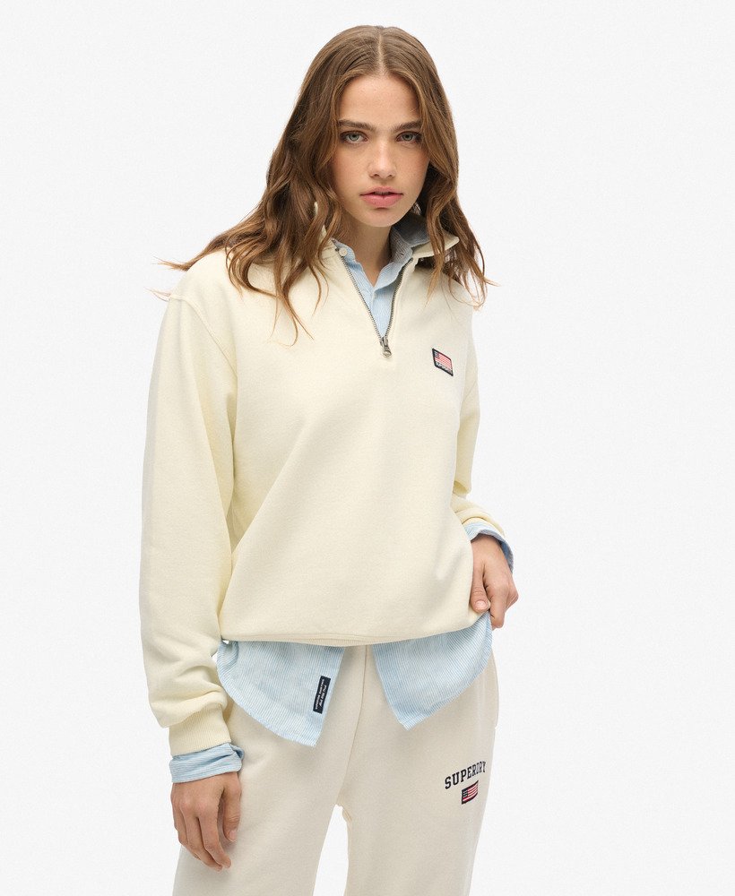bluza z kołnierzem athletic essentials zapinana na suwak w kolorze off white