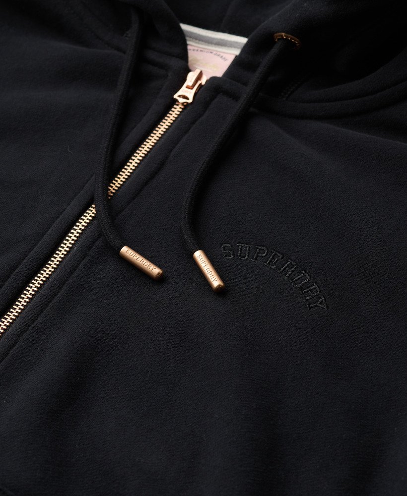bluza z kapturem essential logo zapinana na zamek w kolorze czarnym