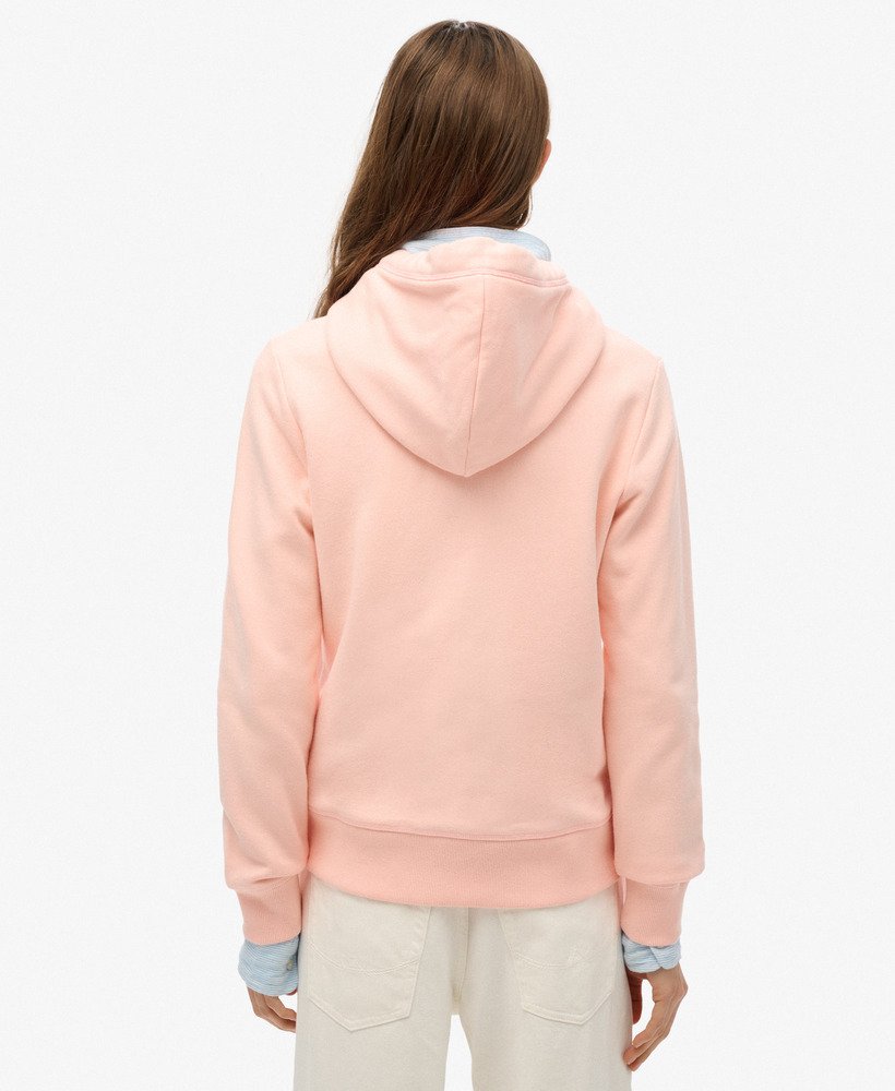 bluza z kapturem essential logo zapinana na zamek w kolorze jasnoróżowym