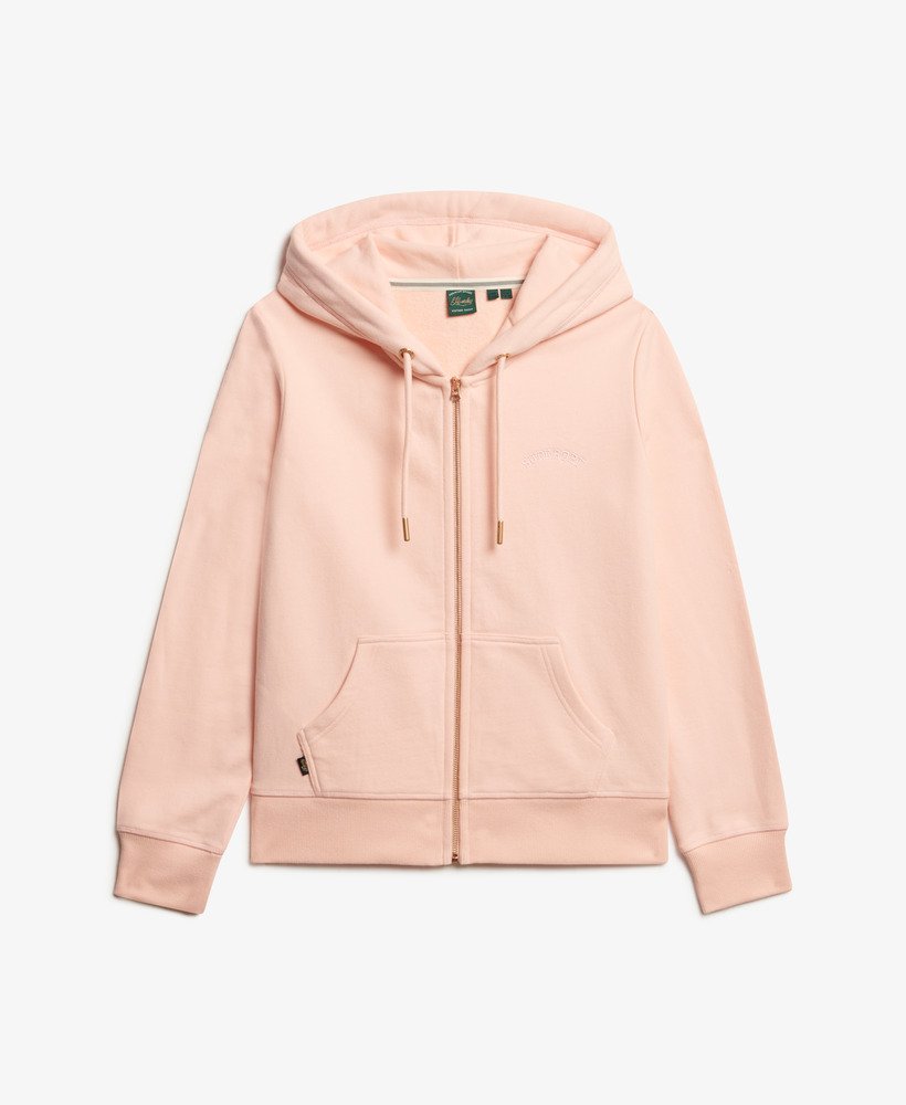 bluza z kapturem essential logo zapinana na zamek w kolorze jasnoróżowym