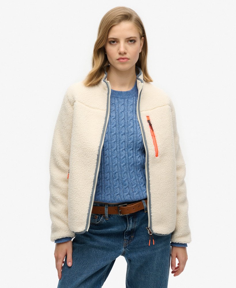 bluza polarowa outdoor z zamkiem błyskawicznym w kolorze ecru