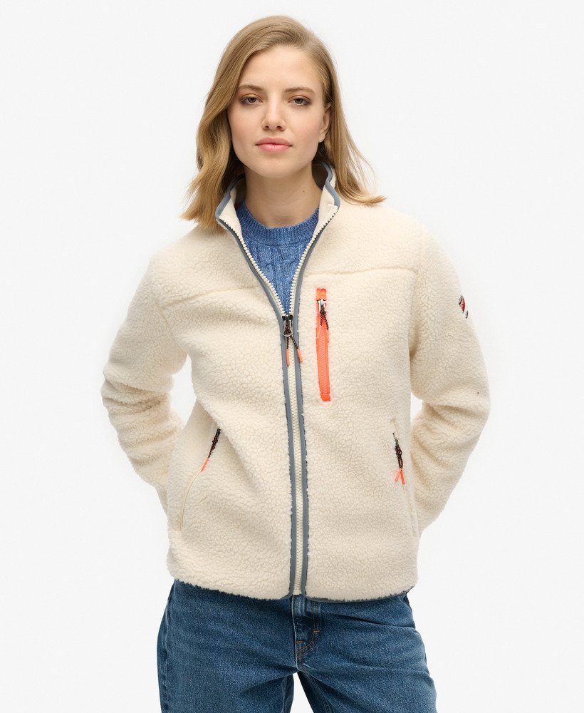 bluza polarowa outdoor z zamkiem błyskawicznym w kolorze ecru
