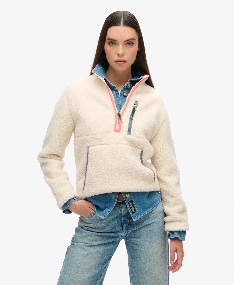 bluza polarowa outdoor half zip w kolorze ecru