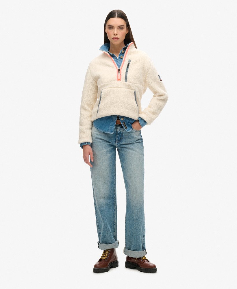 bluza polarowa outdoor half zip w kolorze ecru