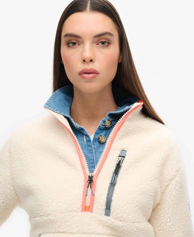 bluza polarowa outdoor half zip w kolorze ecru