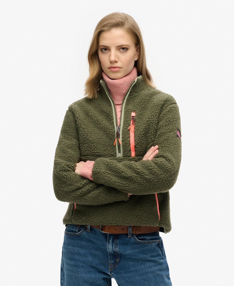 bluza polarowa outdoor half zip w kolorze dusty olive green