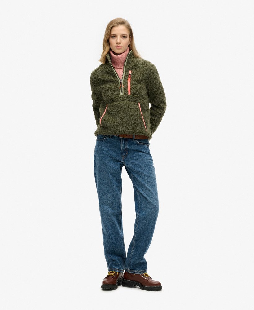 bluza polarowa outdoor half zip w kolorze dusty olive green