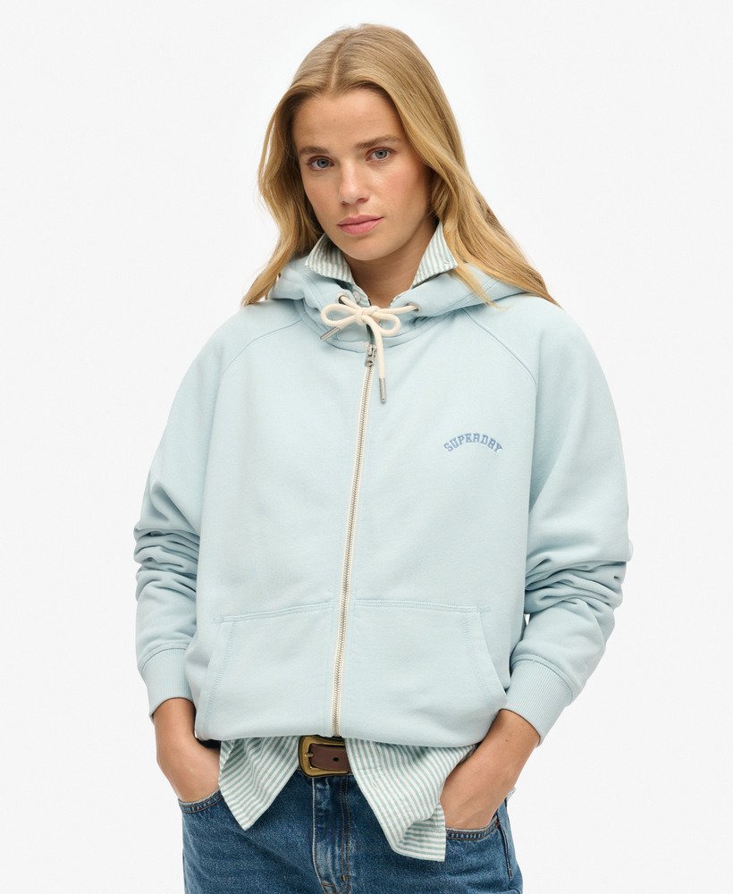 bluza z kapturem essential logo oversized raglan zip w kolorze zimowego błękitu